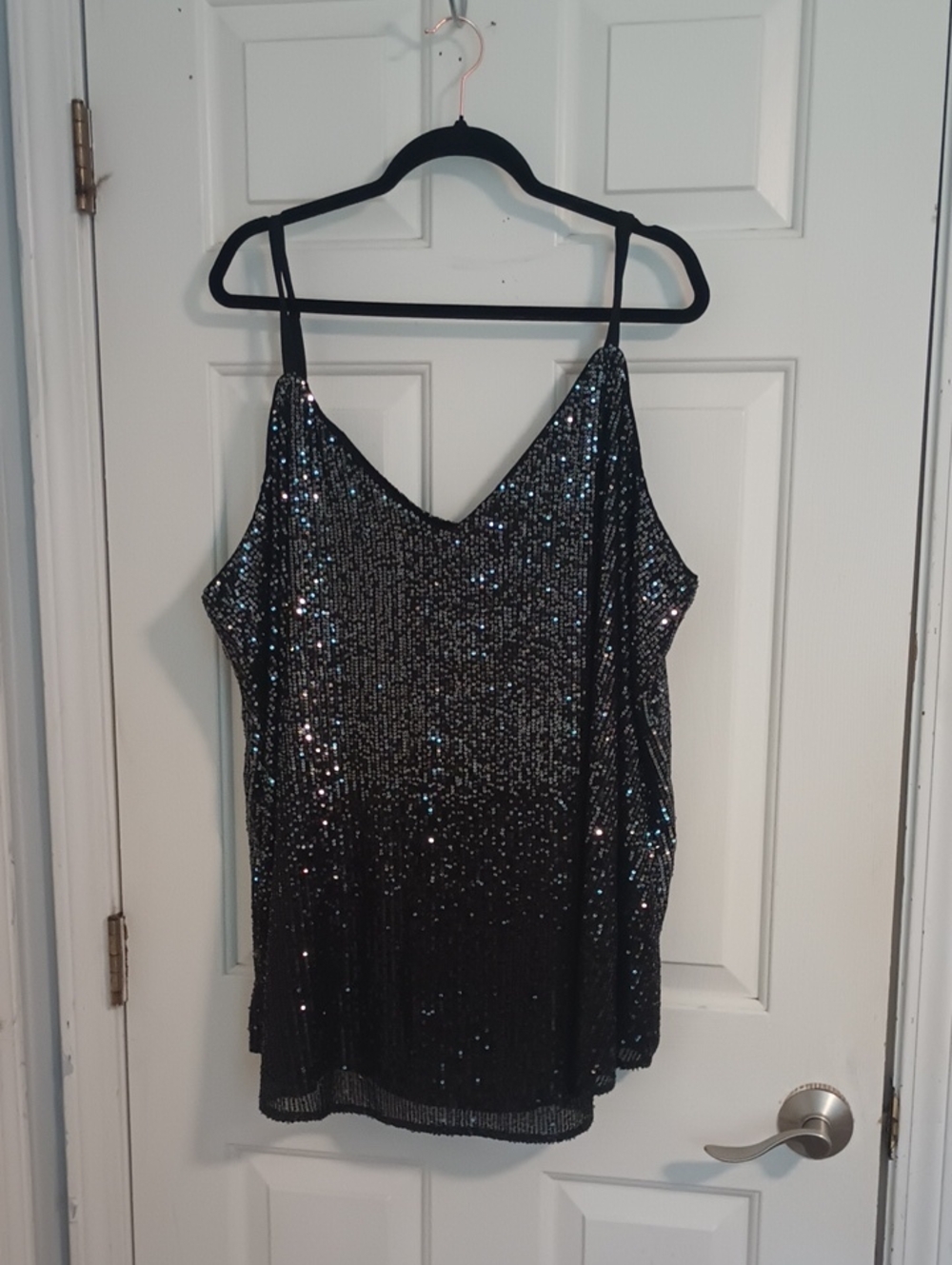 torrid Black Sequin V-Neck Spaghetti Strap Camisole